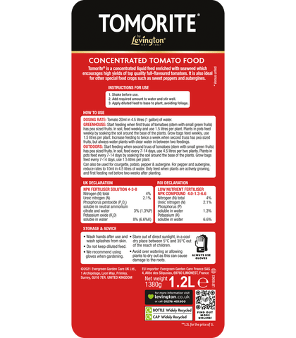 Tomorite Tomato Food Levington Tomorite Liquid Tomato Food 1.2L (20% Extra Free)