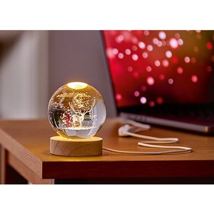 Premier Christmas LED Glass Decorations Lit 3D Etched Glass Ball Decoration – 2 Assorted Designs