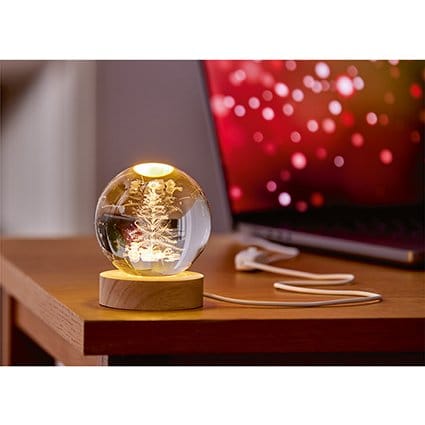 Premier Christmas LED Glass Decorations Lit 3D Etched Glass Ball Decoration – 2 Assorted Designs