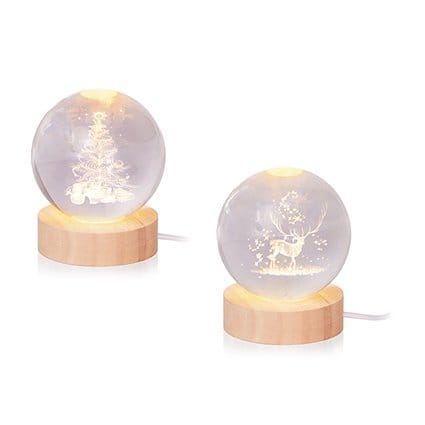 Premier Christmas LED Glass Decorations Lit 3D Etched Glass Ball Decoration – 2 Assorted Designs