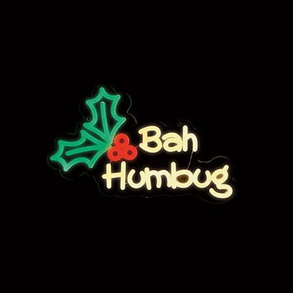 Premier Christmas Lit Neon Signs Lit Bah Humbug Neon Christmas Hanging Sign – 36cm
