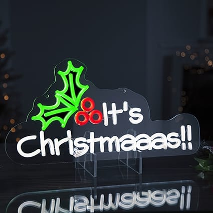 Premier Christmas Lit Neon Signs Lit 'its christmaaas' Neon Hanging Sign – 45cm