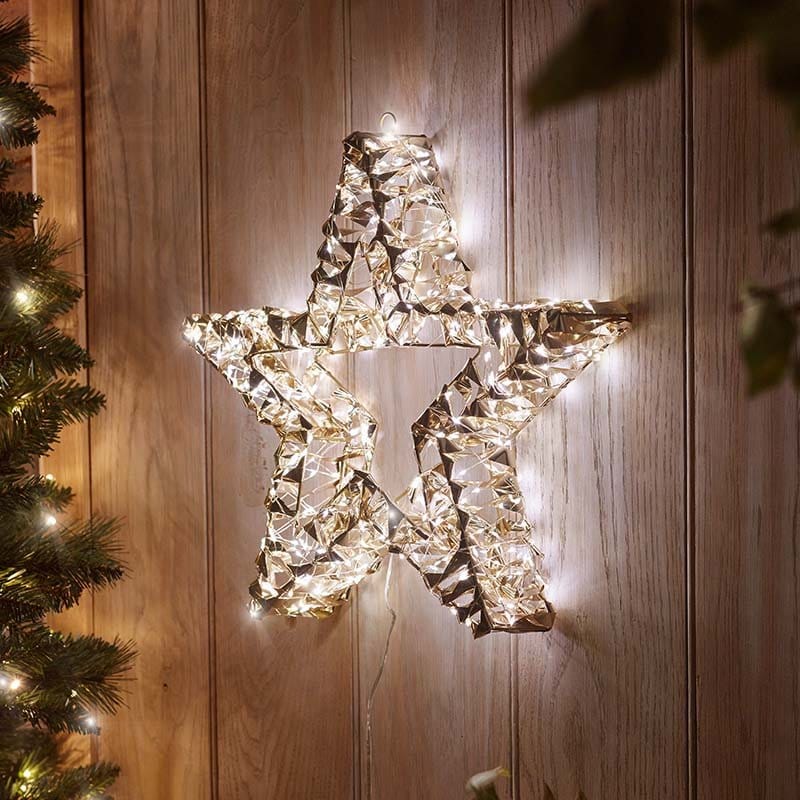 Smart Garden Christmas Lit hanging Decor Low Voltage Gold Twist Star – 40cm