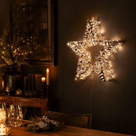 Three Kings Christmas Lit hanging Decor Low Voltage Gold Twist Star Christmas Decoration – 40cm