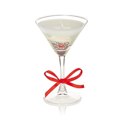 Premier Christmas Candle Martini Glass Gel Candle with Red Star Glitter – 16cm
