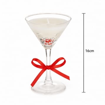 Premier Christmas Candle Martini Glass Gel Candle with Red Star Glitter – 16cm