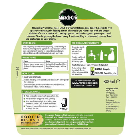 Miracle Gro Rose Feed Miracle-Gro 2 in 1 Nourish & Protect Rose, Shrubs & Ornamental RTU Plant Food