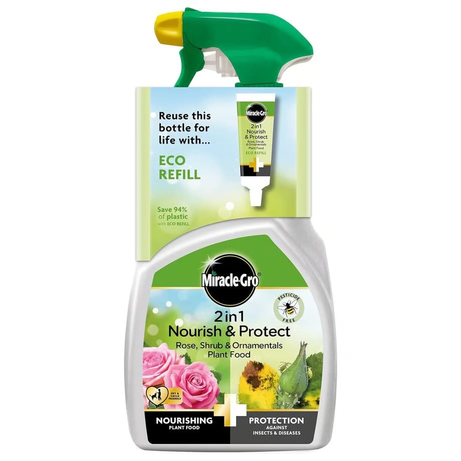 Miracle Gro Rose Feed Miracle-Gro 2 in 1 Nourish & Protect Rose, Shrubs & Ornamental RTU Plant Food