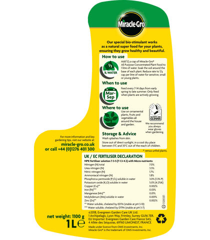 Miracle Gro Plant Food Miracle-Gro All Purpose Plant Food Concentrate Liquid 1L
