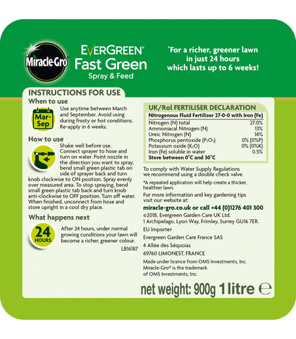 Miracle Gro Lawn Feed Miracle-Gro EverGreen Fast Green Spray & Feed lawn food