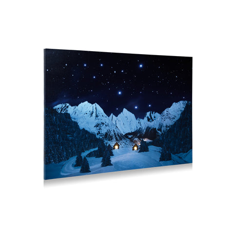 My Village Background Lighted Canvas My Village Background Lighted Canvas Mountain Night Landscape 76cm x 56cm