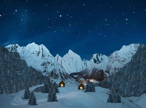 My Village Background Lighted Canvas My Village Background Lighted Canvas Mountain Night Landscape 76cm x 56cm