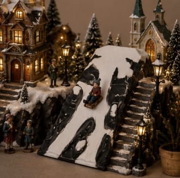 My Village Base Accessory My Village Christmas Village Ski Slope – 42 x 25cm
