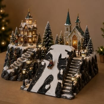 My Village Base Accessory My Village Christmas Village Ski Slope – 42 x 25cm
