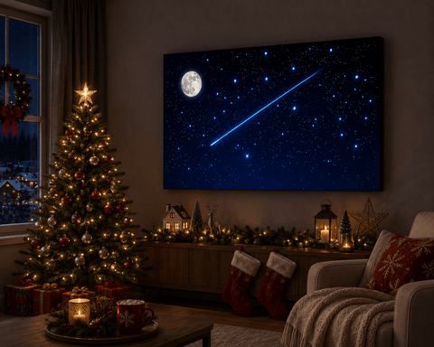 My Village Backdrops My Village Lighted Canvas LED F.o.-moon-falling Star 76x56 cm