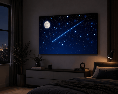My Village Backdrops My Village Lighted Canvas LED F.o.-moon-falling Star 76x56 cm
