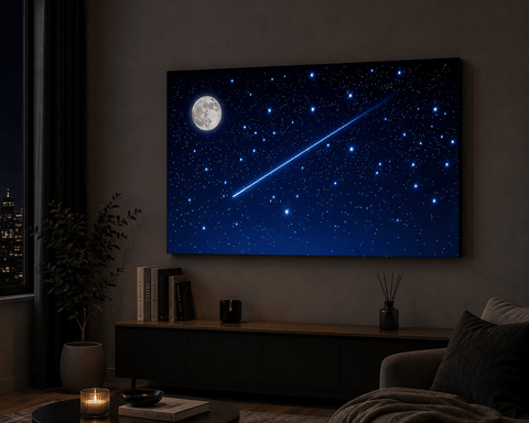My Village Backdrops My Village Lighted Canvas LED F.o.-moon-falling Star 76x56 cm