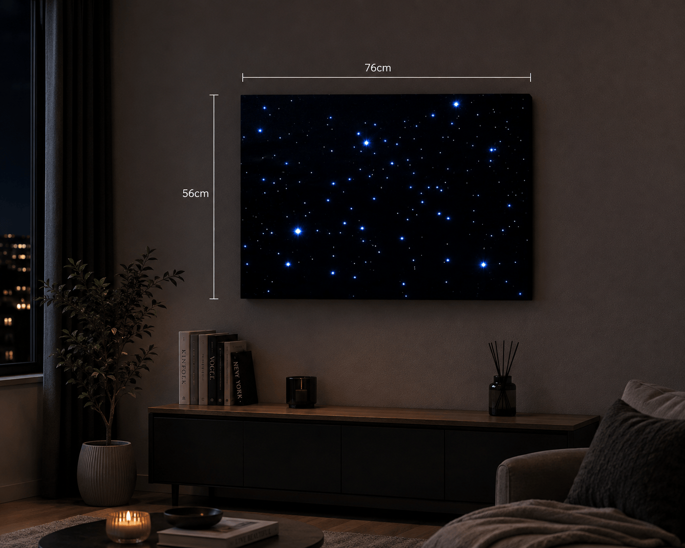 My Village Backdrops My Village Lighted Canvas Twinkling Stars 76x56cm