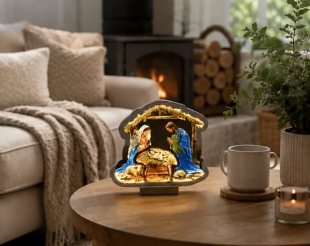 Festive Infinity Lighting Nativity LED Christmas Infinity Light Decoration – 20cm