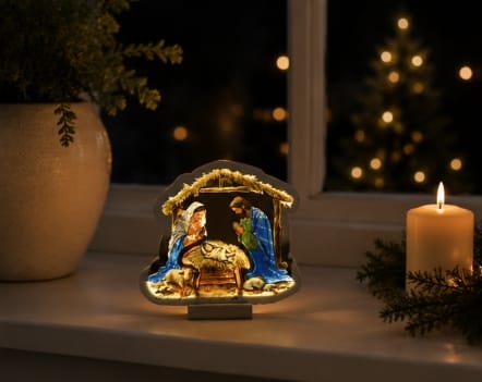 Festive Infinity Lighting Nativity LED Christmas Infinity Light Decoration – 20cm