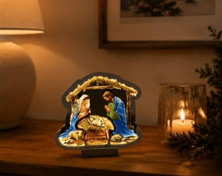 Festive Infinity Lighting Nativity LED Christmas Infinity Light Decoration – 20cm