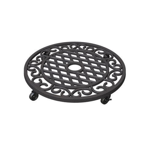 Panacea plant caddy Panacea 17" Heavy Weight Cast Iron Lattice and Scroll Plant Caddy Black