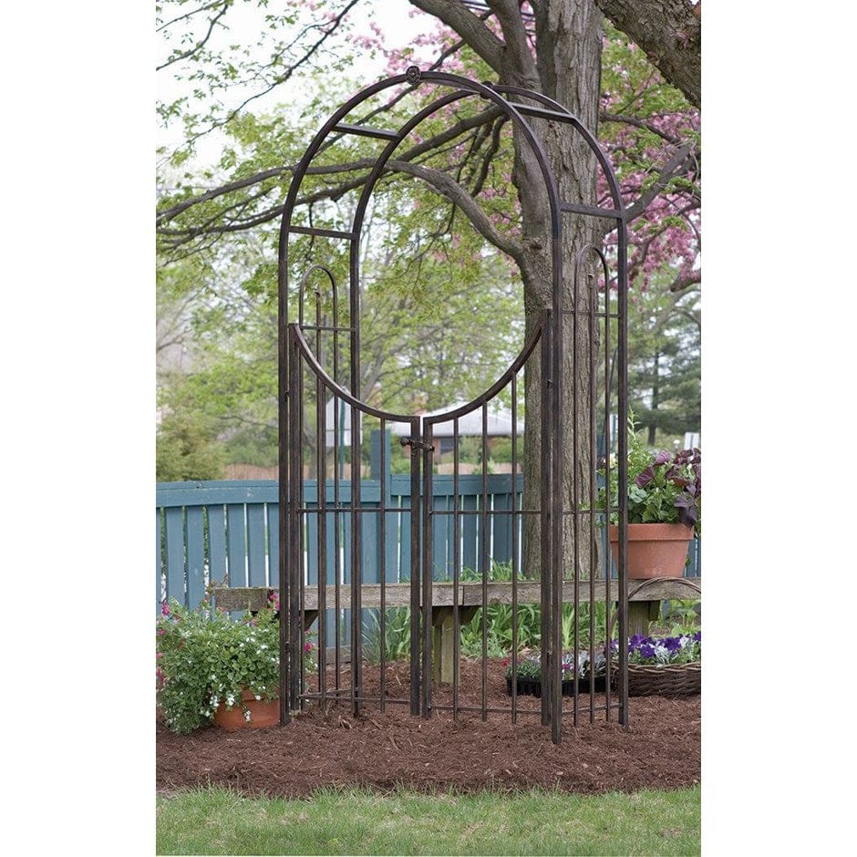 Panacea Garden Arches Panacea 2.3m Arched Top Garden Arch With Gate Brushed Bronze