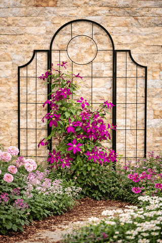 Panacea Trellis Metal Panacea 3-Panel Folding Trellis with Port Hole