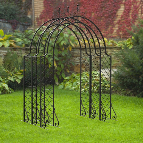 Panacea 3 section Lattice Arbour with Connecting Pieces, Black