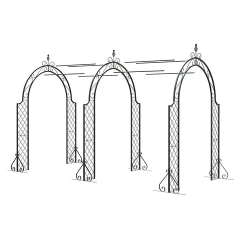 Panacea 3 section Lattice Arbour with Connecting Pieces, Black