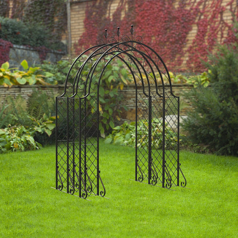 Panacea Garden Arches Panacea 3 section Lattice Arbour with Connecting Pieces, Black