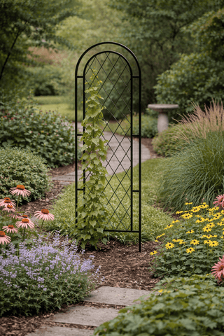 Panacea Trellis Metal Panacea French Arch Pot Trellis With Finial Black