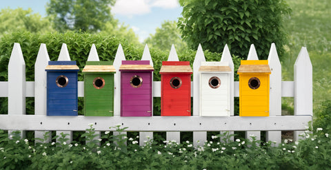 Panacea Nest Boxes Panacea Lake & Cabin Woodland Series Colourful Bluebird Houses - Assorted Colours