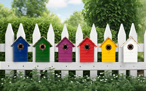 Panacea Nest Boxes Panacea Lake & Cabin Woodland Series Colourful Wren Houses - Assorted Colours