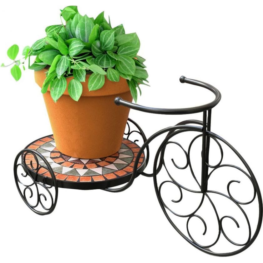 Panacea Plant Stands Panacea Rustic Italia Mosaic Tile Tricycle Plant Stand