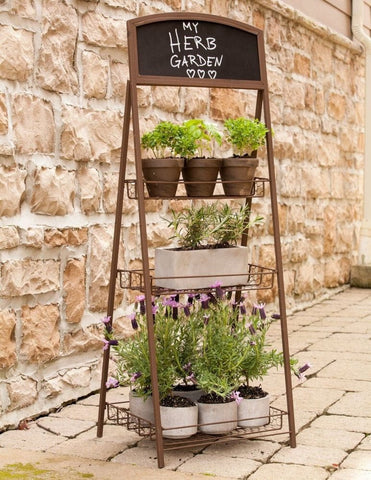 Panacea Plant Stands Panacea rustic three tier chalk board planter