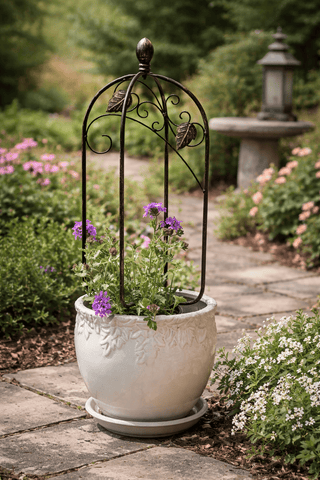 Panacea Trellis Metal Panacea Scroll & Ivy Mini Pot Trellis Bronze