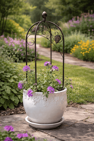 Panacea Trellis Metal Panacea Scroll & Ivy Mini Pot Trellis Bronze