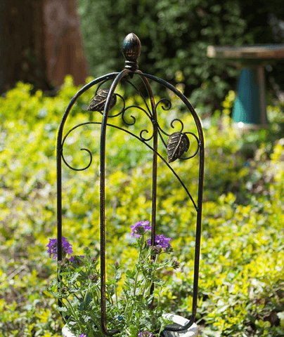 Panacea Trellis Metal Panacea Scroll & Ivy Mini Pot Trellis Bronze