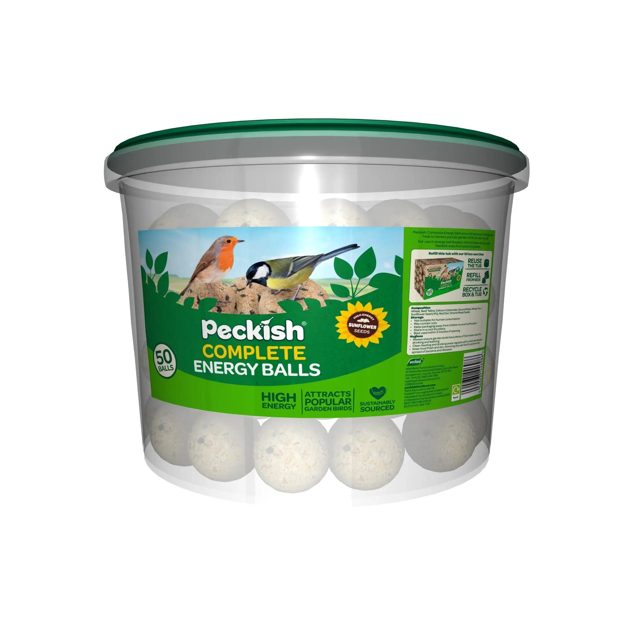 Peckish Suet Fat Balls Peckish Complete Energy Balls 50 Plastic Tub