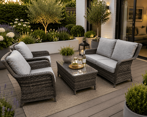 Pembrook Garden Furniture Set Pembrook Chatsworth 4 Seat Coffee Table Set In Dark Grey