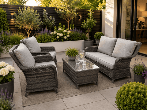 Pembrook Garden Furniture Set Pembrook Chatsworth 4 Seat Coffee Table Set In Dark Grey