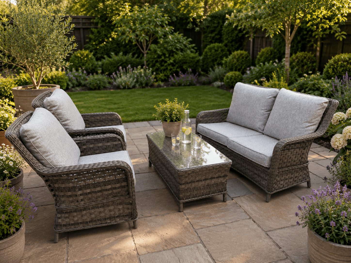 Pembrook Garden Furniture Set Pembrook Chatsworth 4 Seat Coffee Table Set In Dark Grey