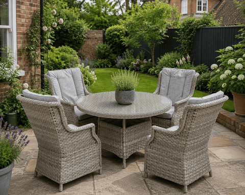 Pembrook Garden Furniture Set Pembrook Chatsworth 4 Seat Round Dining Set In Light Grey