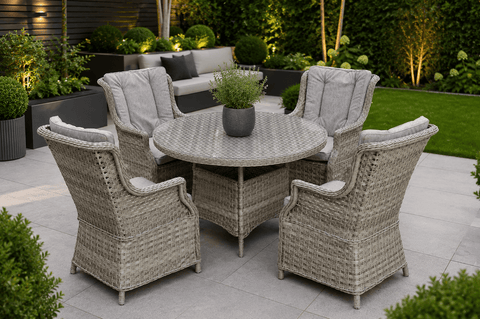 Pembrook Garden Furniture Set Pembrook Chatsworth 4 Seat Round Dining Set In Light Grey