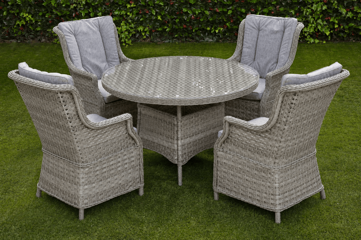 Pembrook Garden Furniture Set Pembrook Chatsworth 4 Seat Round Dining Set In Light Grey