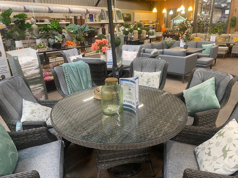 Pembrook Garden Furniture Set Pembrook Chatsworth 6 Seater Round Furniture Set Grey