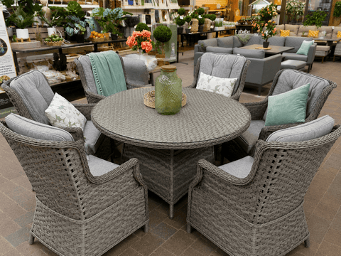 Pembrook Garden Furniture Set Pembrook Chatsworth 6 Seater Round Furniture Set Grey