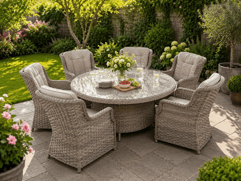 Pembrook Garden Furniture Set Pembrook Chatsworth 6 Seater Round Furniture Set Natural