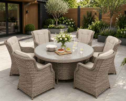 Pembrook Garden Furniture Set Pembrook Chatsworth 6 Seater Round Furniture Set Natural
